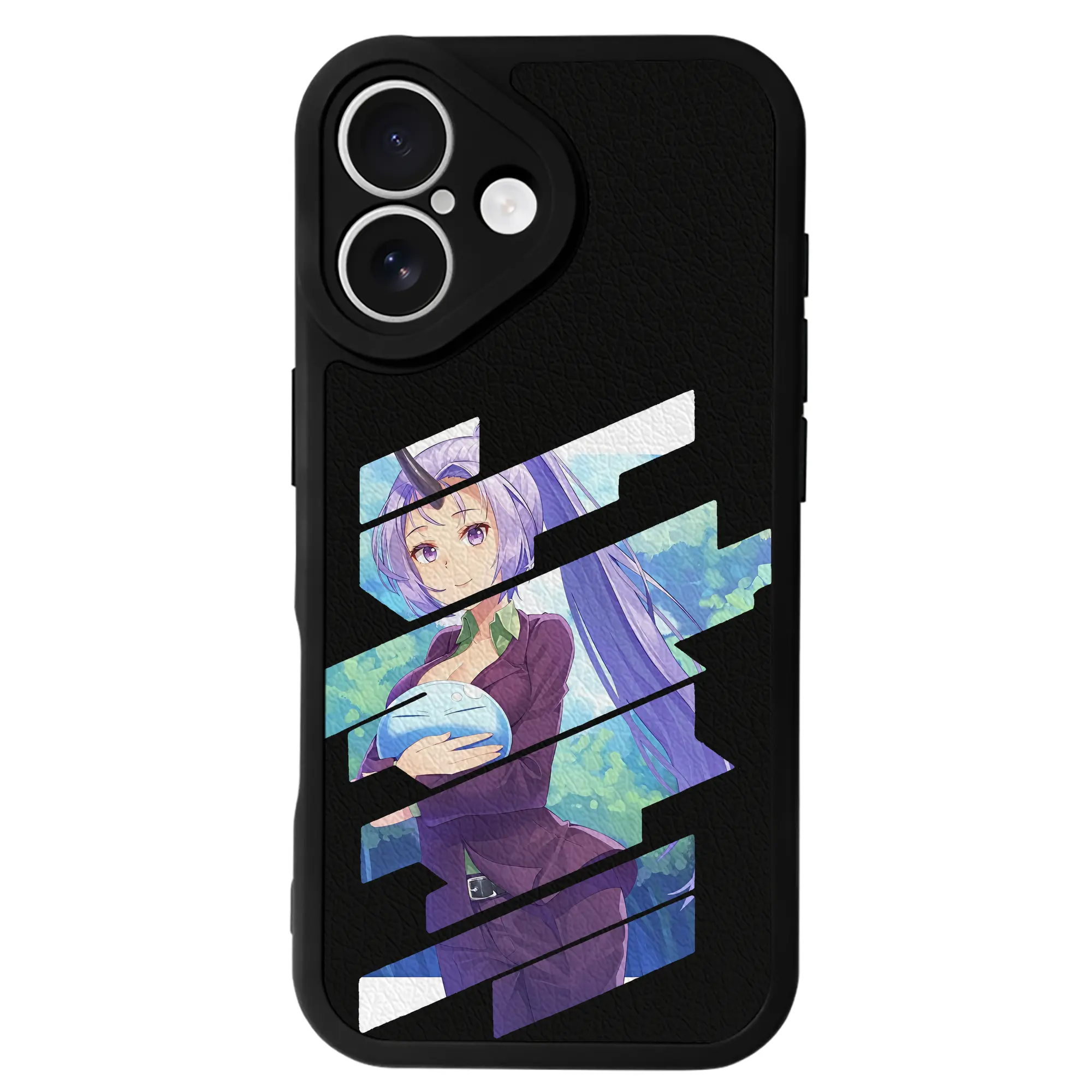 転生したらスライムだった件 グッズ,シオン - IPhone 16シリーズ対応 ・ シリコンスマホケース ・ レザー調 ・ 高精度フィット ・ 耐衝撃 ・ ワイヤレス充電対応 ・ 精密カット